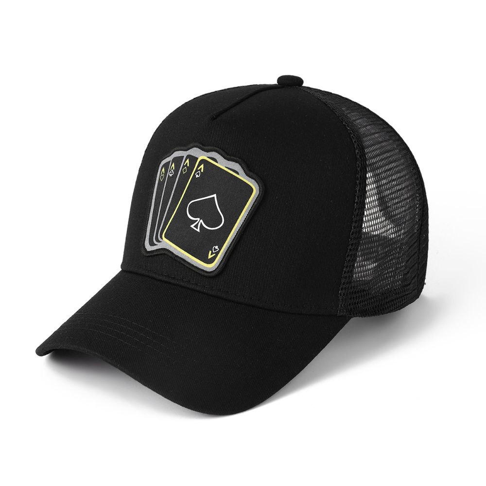 Breathable Mesh Poker Card Hat Cotton Mesh Back Cap Embroidered Baseball Cap Outdoor Sports