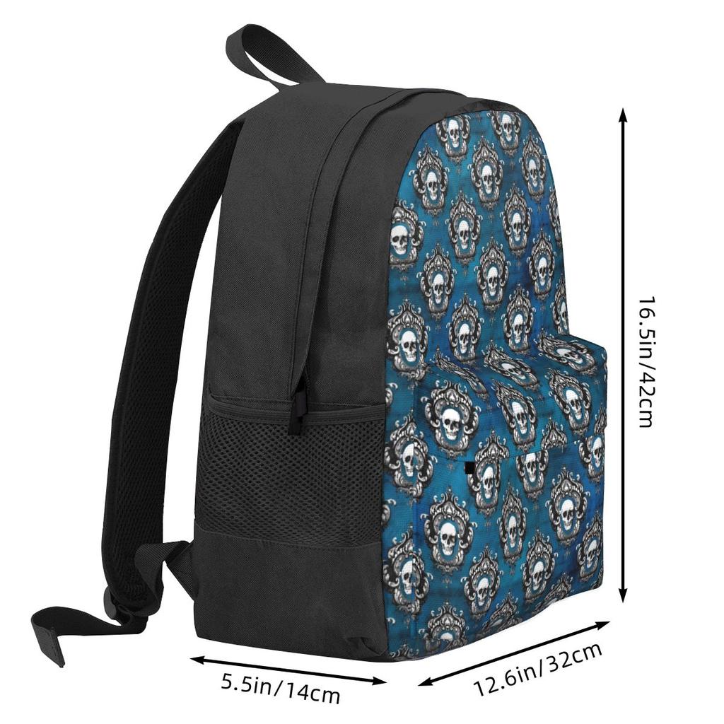 Gotischer Totenkopf Rucksack Hipster Modern Damen Polyester Reise Rucksäcke Atmungsaktiv Lustig Schultaschen Rucksack
