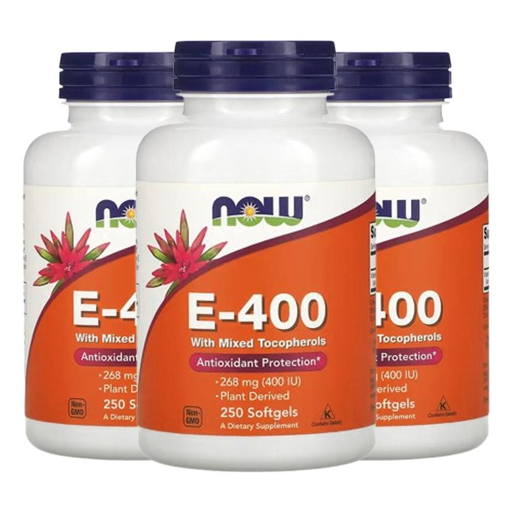 Now Foods Mixed Tocopherol E-400 268mg 400IU Softgels 250 Tablets 3 pcs