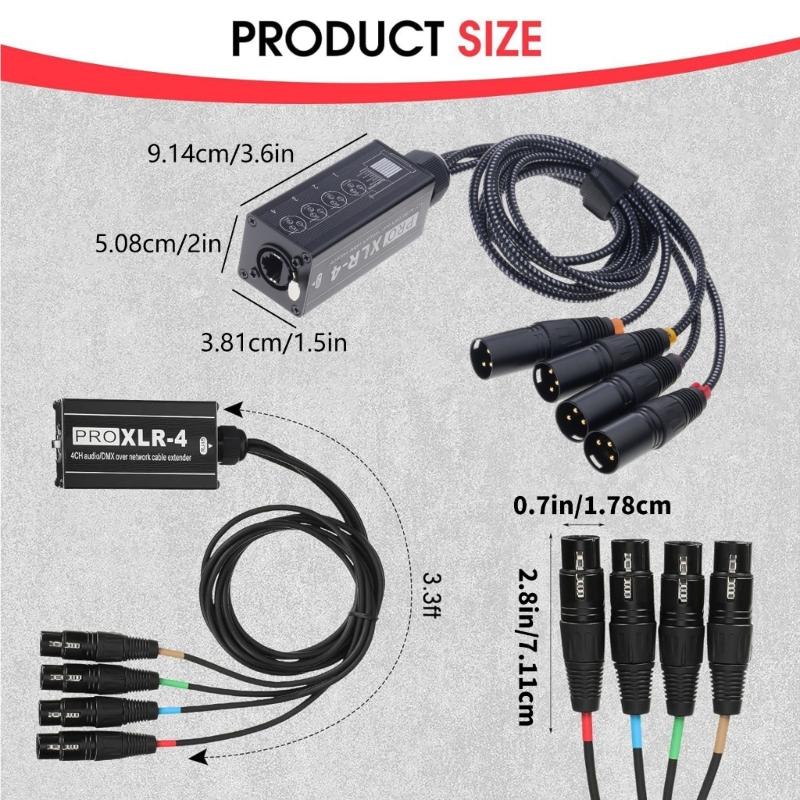 RJ45 To 4 Channel XLR Sound 3Pin Splitter For Cable Networking Extension Stage Studio Recording Connector Accessories