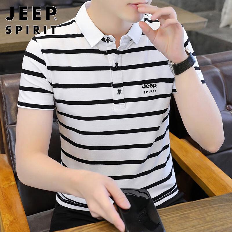 JEEP SPIRIT Men's Striped Polo T-Shirt