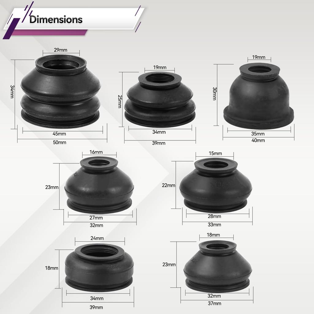 Tie Rod End Boots 14pcs Multipack Universal Car Suspension Steering Ball Joint Rubber Dust