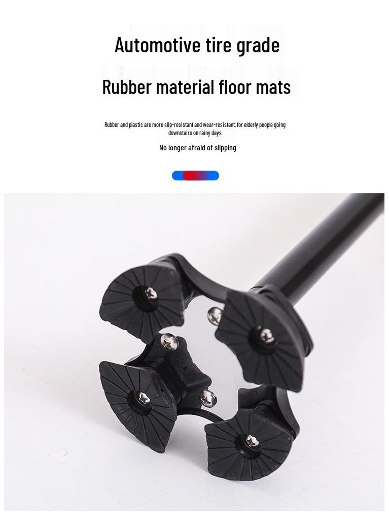 Yunxiang Verstellbare Vierfuß-Gehhilfe für Senioren - Rutschfest, Teleskop-Gehstock mit Licht, Aluminiumlegierung