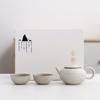 Black pottery travel kung fu tea set, ceramic simple 1 pot 4 cups gift box gift