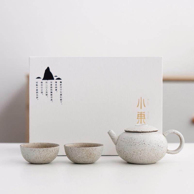 Black pottery travel kung fu tea set, ceramic simple 1 pot 4 cups gift box gift