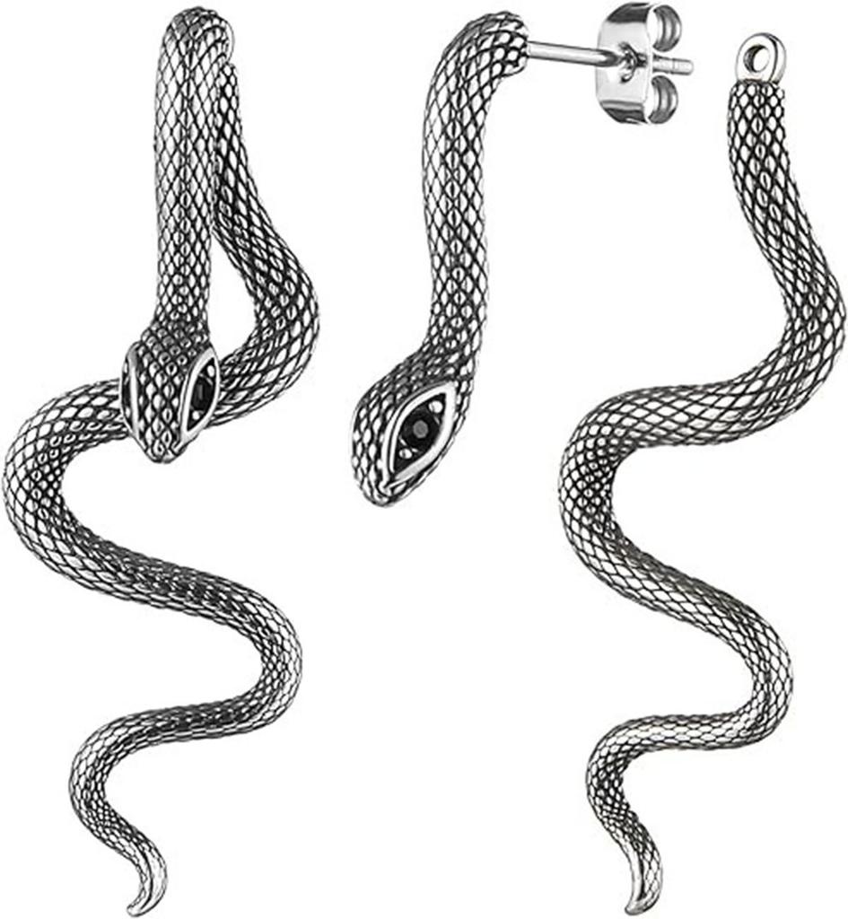 New Gothic Snake Shape Earrings Detachable Texture Darkness Snake Long Earrings for Men Women Halloween Hiphop Jewelry Gift