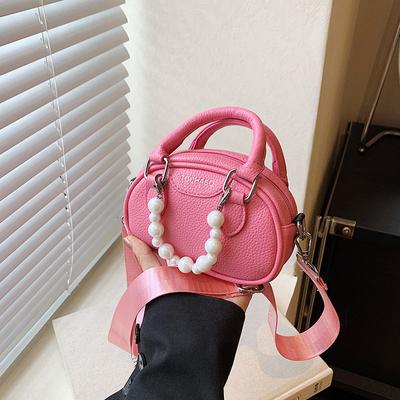 Süße Perle Prinzessin Handtasche Mode Solide Farbe Mini Dame Umhängetasche Neue Zipper Design Kinder Taschen