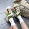 Leather trendy shoes shell head thick sole casual niche splashing ink dissolving board shoes women's spring new models