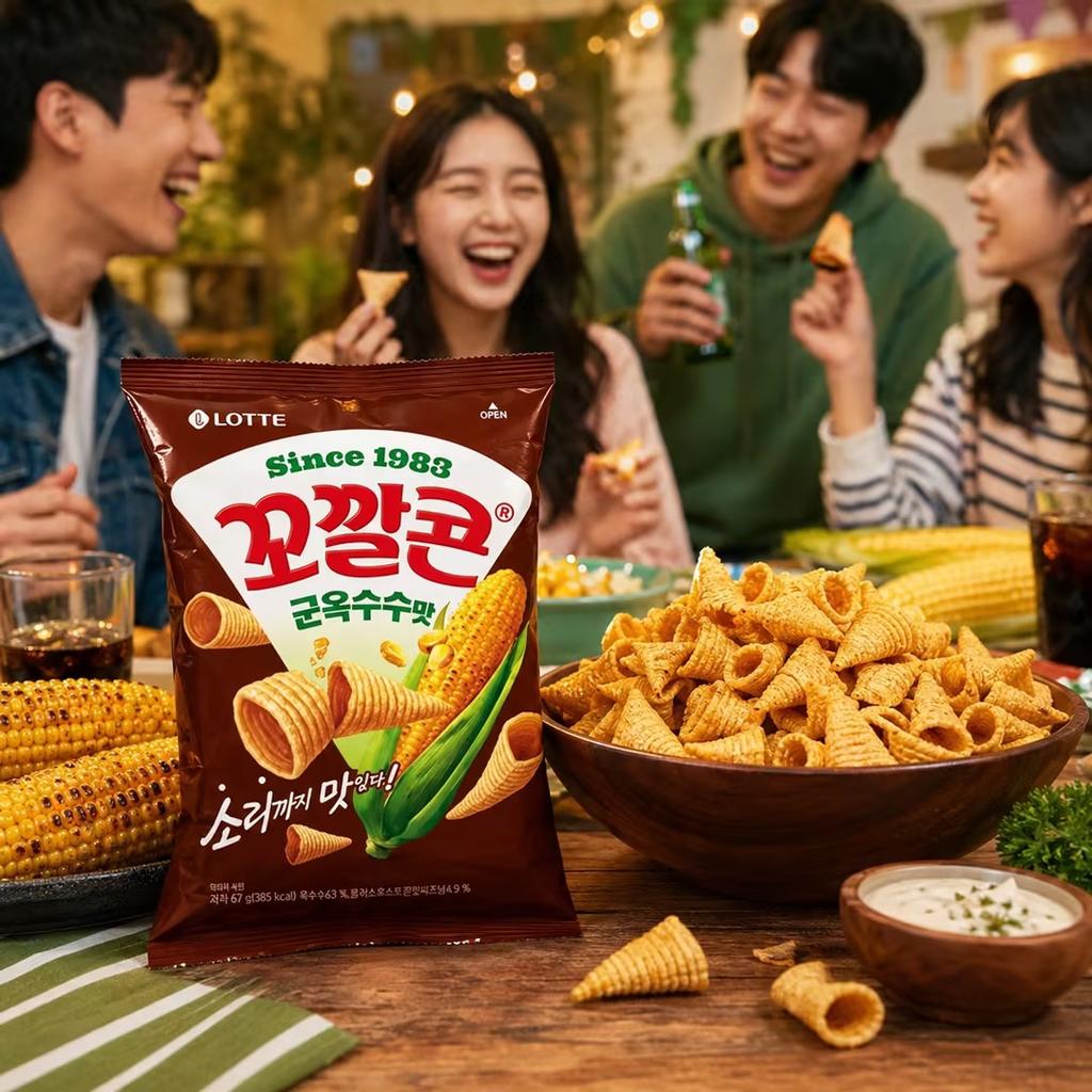 Lotte Kokal Corn Snack (Grilled‑Corn Flavor) 67g