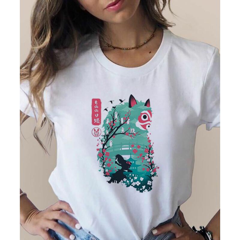 Totoro Studio Ghibli Harajuku 90er Jahre T-Shirt Damen Rundhals T-Shirt Kawaii Lustiges Cartoon T-Shirt