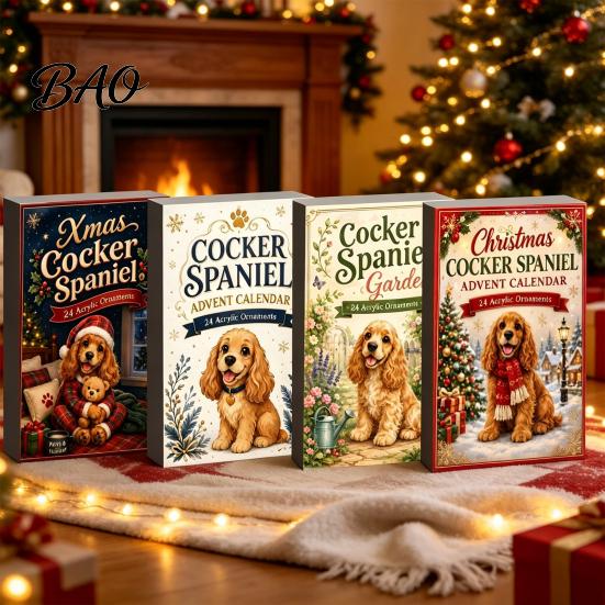 Cute Dog Theme Decor Advent Calendars 2026, 24 Days Christmas Countdown Calendar with 2D Acrylic Hanging Ornaments Ornament, Collectible Animal