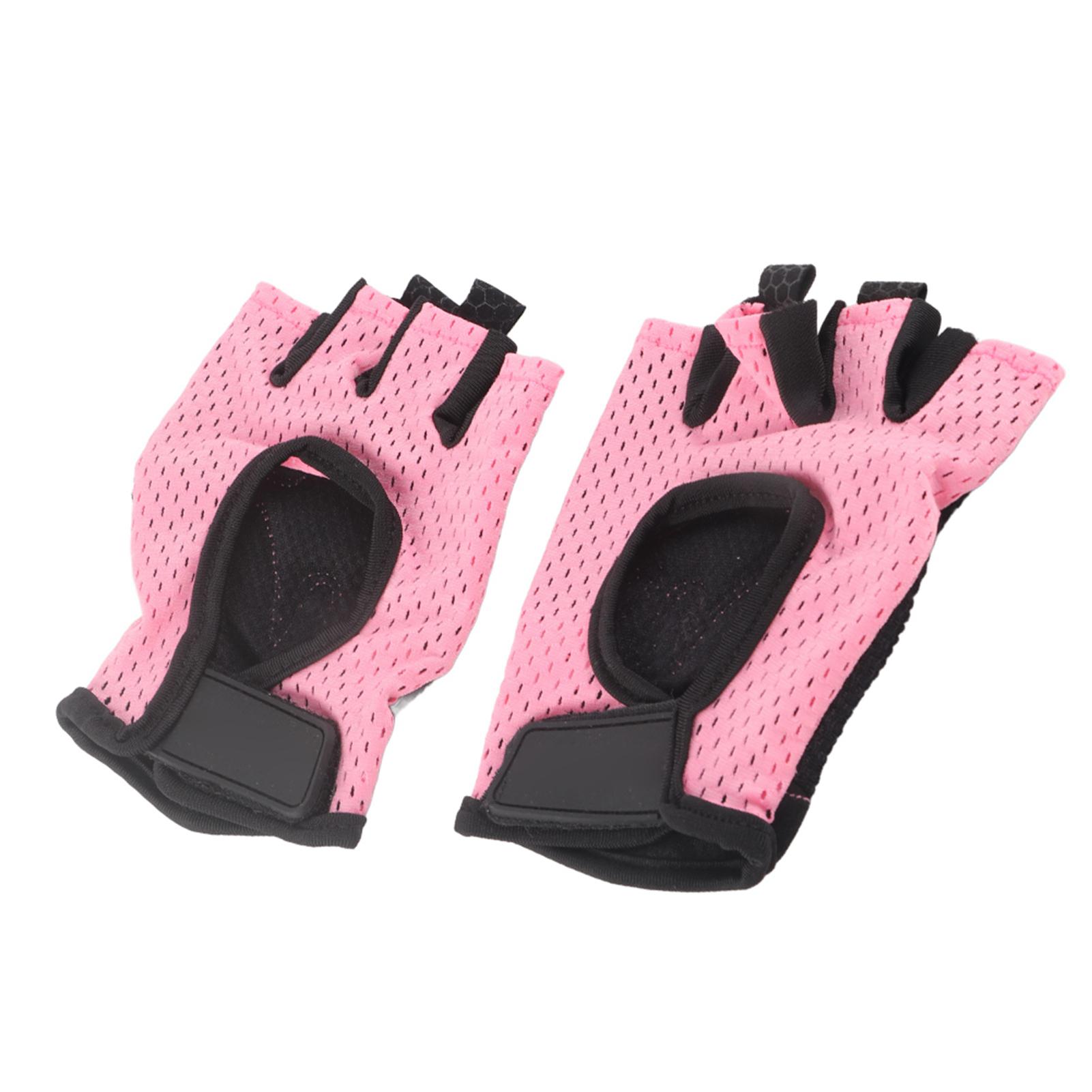 

2 шт. Фитнес Высокоэластичные Противоскользящие Спортивные Перчатки без пальцев для Тренажеров Аэройоги(Роуз М.) розовый