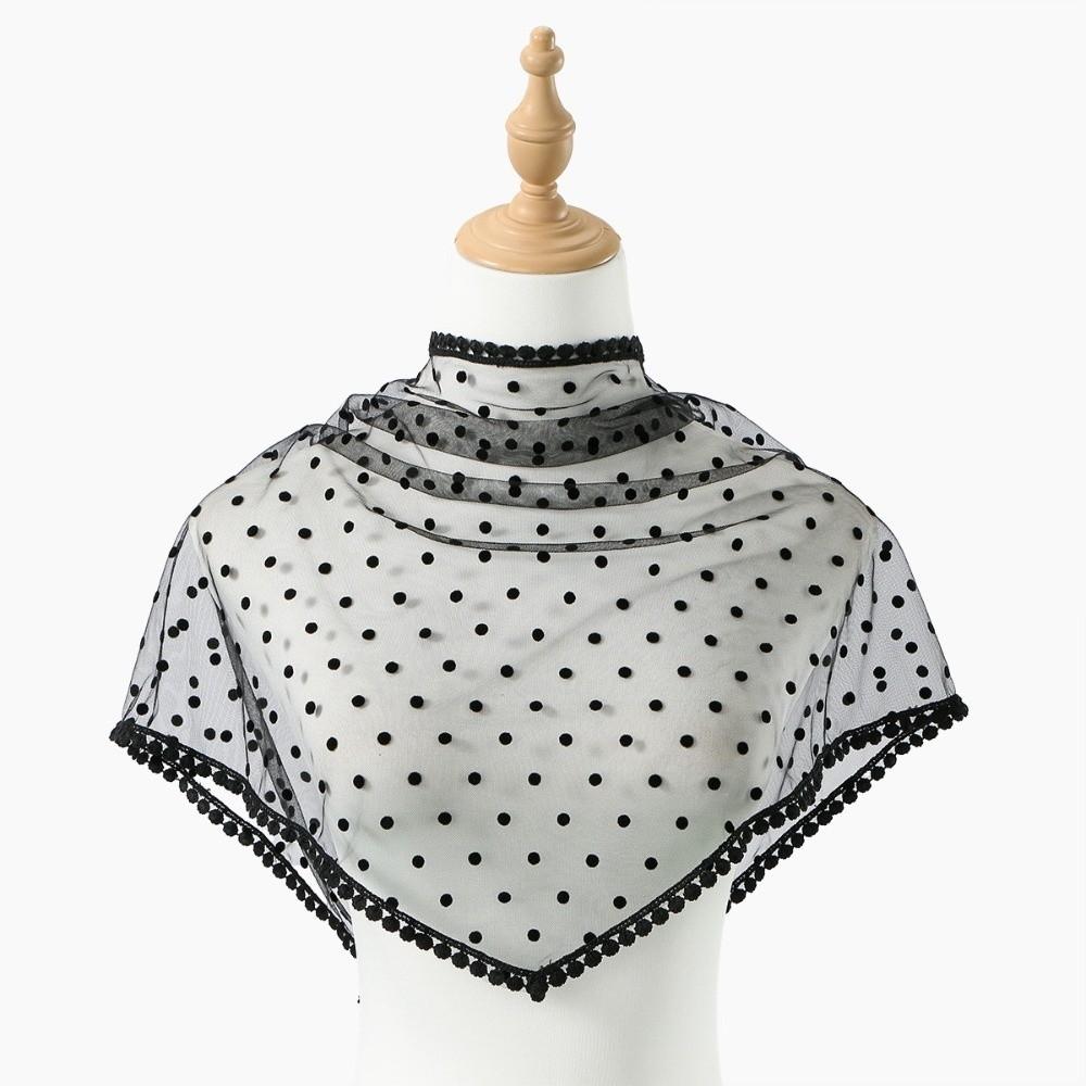 White Dot Lace Scarf Thin Hair Scarf Headband New Foulard Bandana  Women