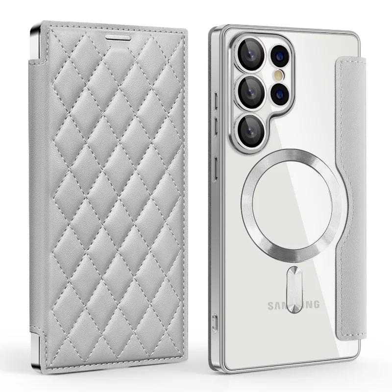 Card Holder Magnetic Leather Case for Samsung Galaxy S25 Ultra S24 Plus S23 FE S22 5G Wireless Charging Shockproof Flip Cover