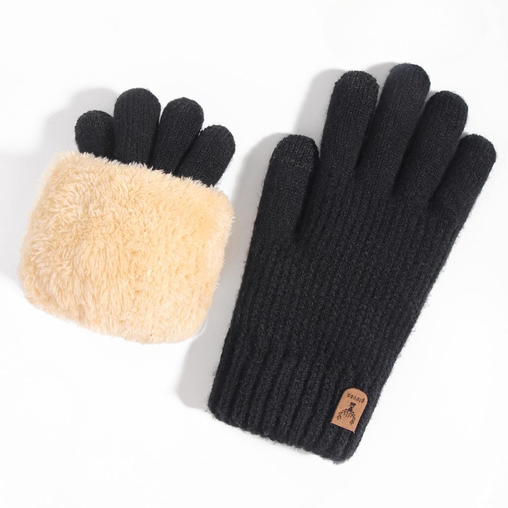 

Knitted Gloves Women s Warm and Cold Proof Outdoor Cycling Double Layer Plus Velvet Thickened Touch Screen Winter Gloves