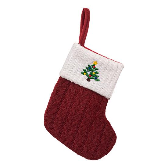 Mini Initial Christmas Stocking Embroidered Letter Knitted Christmas Stockings Festival Hanging Ornament for