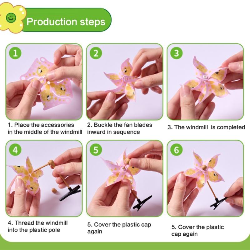 DIY Crafting Windmill Hair Clip Easy To Assemble Creative Hairpin Plastic Alloy Hairpieces Fashion Hair Accessories