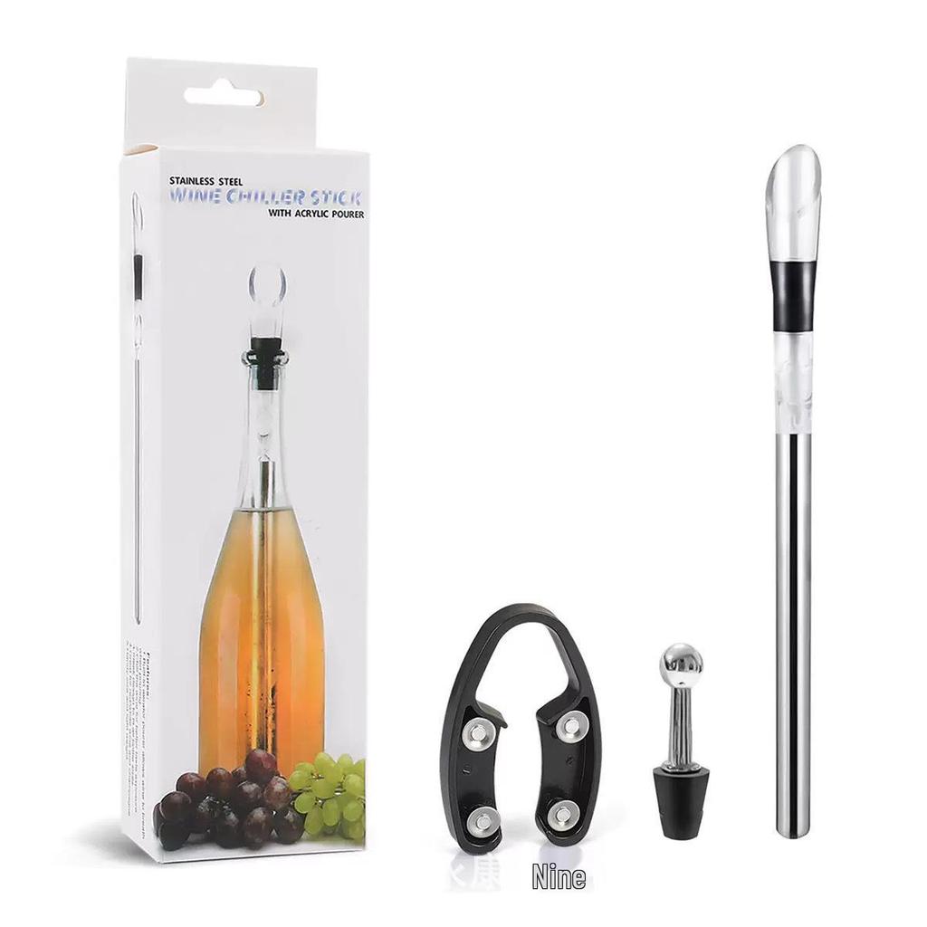 Stainless Steel Wine Cooler and Decanter with Pourer and Ice Stick for Bars and KTV.