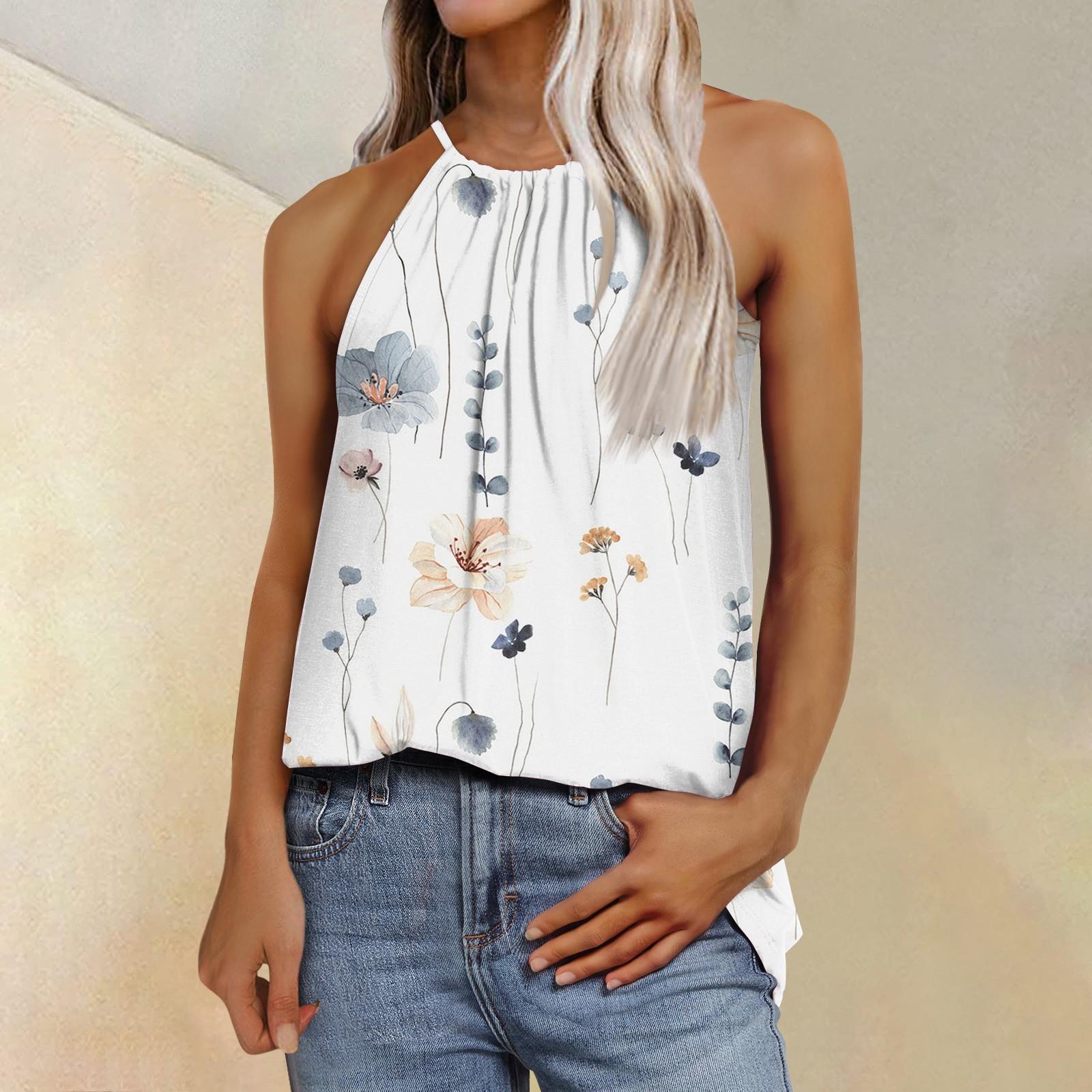 

Женская модная повседневная футболка с регулируемыми бретелями без рукавов и принтом, топ XXL белый