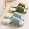 Unisex Non-slip Plush Corduroy Slippers with Bow, Warm Cotton Fleece Lining for Autumn and Winter