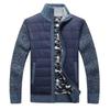 Men's Stand-up Collar, Fleece And Cotton Long-sleeved Cardigan, Zippered Warm Knitted Sweater