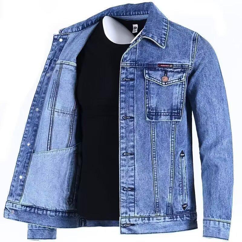 

1Pcs Spring and Autumn Men s Denim Shirt Jacket Casual Youthful Trendy Workwear Denim Coat Men s Clothing 5XL