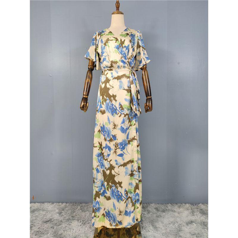 Export Single Smooth Fabric High Quality Tie-Dye One Piece Strap Fashion Elegant Graceful Spring New Arrival Dress