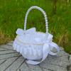 Elegant White And Gold Wedding Decorative Basket For Bridal Ceremonies Parties Decors Durable Fabric Storage Container