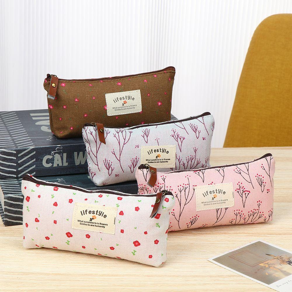 Fashion Pencil Box Pen Bags Stationery Bag Lovely Canvas Pastoral Floral Pencil Case