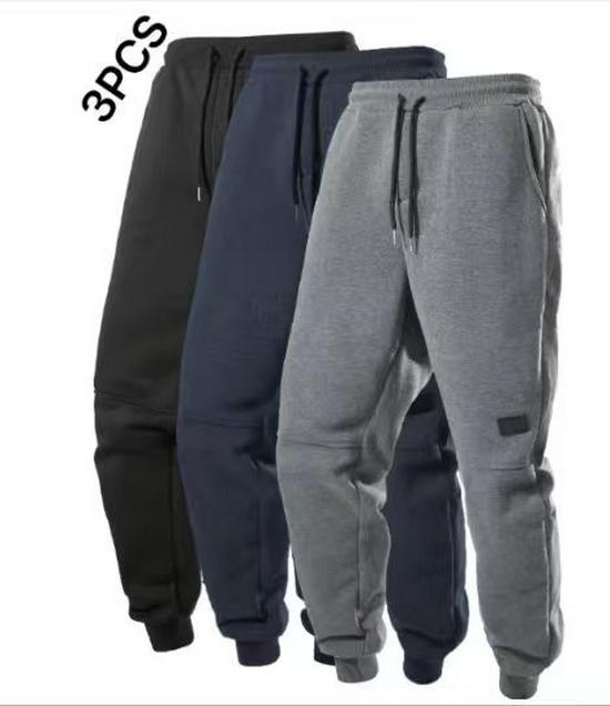 Men's European Size Solid Color Fleece Sports Pants with Drawstring - Warm, Casual, and Suitable for Many Occasions