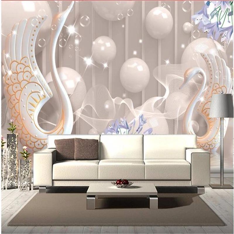 Wallpaper White Swan Geometric Ball Mural Living Room Bedroom Tv Background Walls Home Decor 3d Wallpaper
