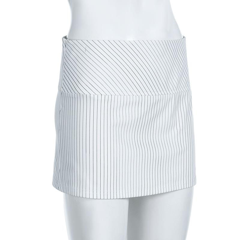Summer Women's Temperament Commuter Style Oblique Stripes Niche Wind High-waisted A-line Version of The Sexy Package Hip Half-body Skirt