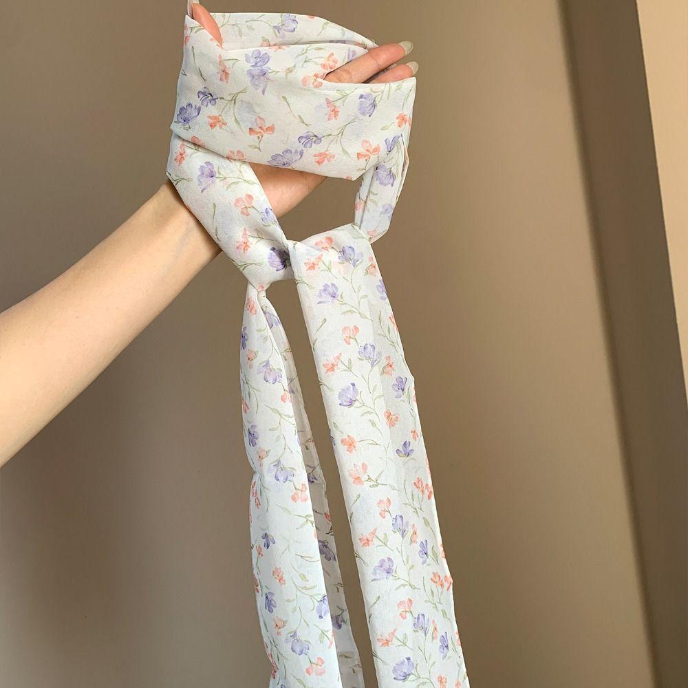 Creative Gift Polka Dot Pattern Floral Long Scarf Lightweight Polyester Belt Decorative Performance Props Hip Scarf