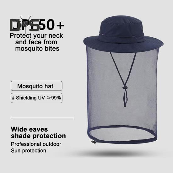 Moskitonetz-Kopfhut für Männer und Frauen, breite Krempe, Sonnenschutz, Boonie-Hüte mit Schleier, Netzschutz vor Insekten zum Angeln und Wandern