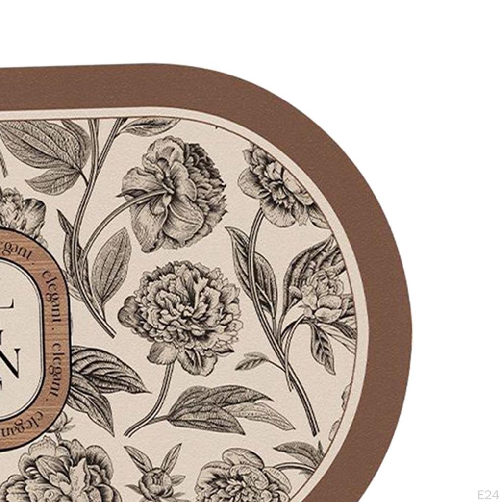 Bath Mat Rubber, Anti Slip Vintage Washable Area Rug, Decorative Carpet, Bathroom Rug for