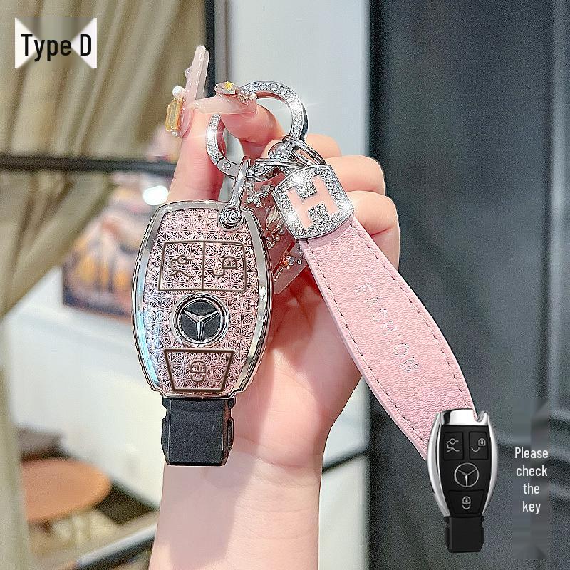 High-End Key Case for 25 Mercedes-Benz Models: E300L, C260L, GLC, GLS, EQE, A-Class - Elegant Design for Women