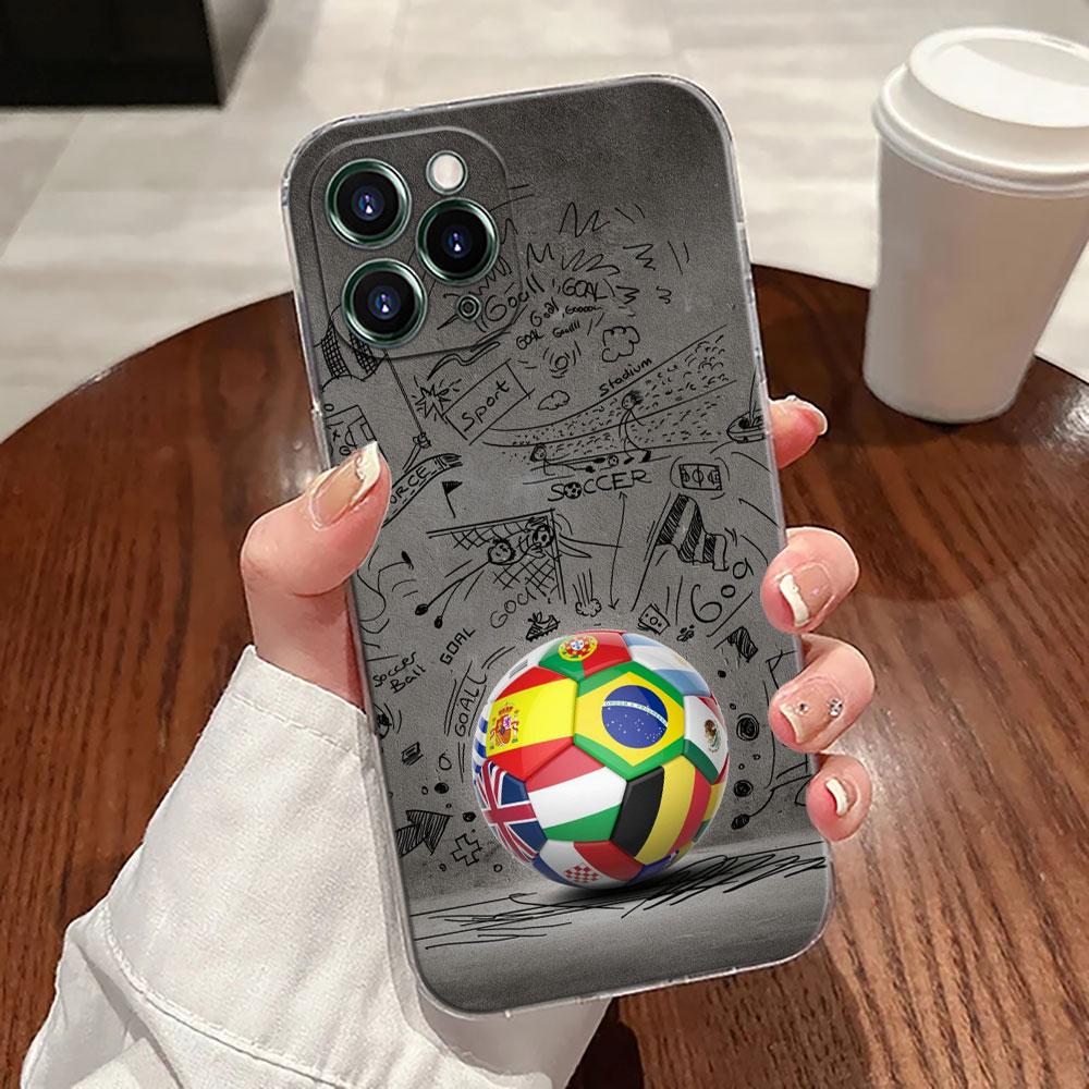 Feuer Fußball Hülle Für Apple iPhone 17 16 15 14 13 12 11 Pro Max 16 Plus 16E 17Air 17Pro Handyhülle Fußball Silikon Funda