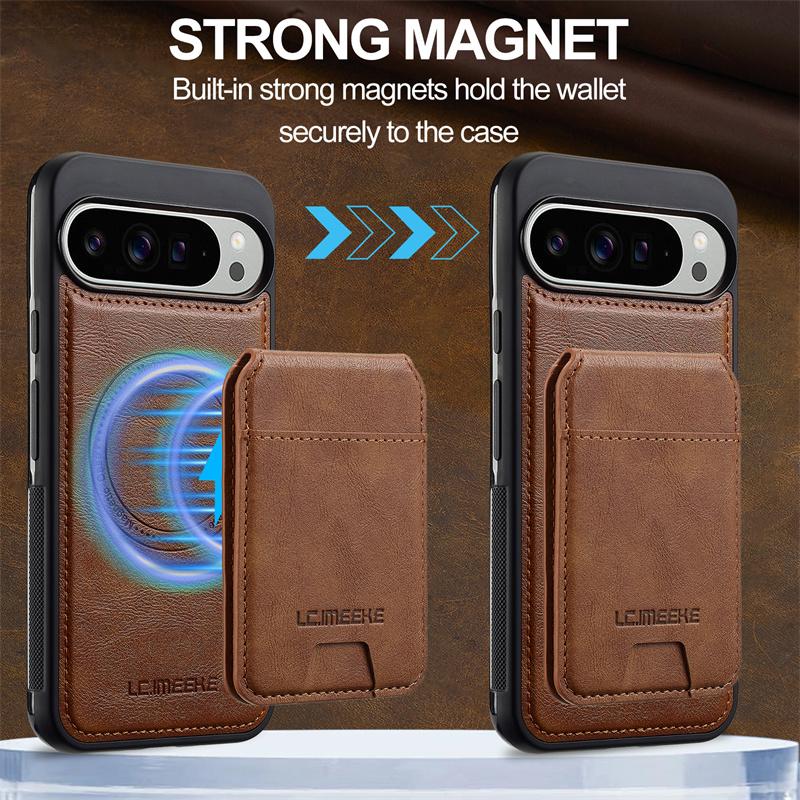 EUCAGR Magsafe Wallet Phone Case For Google Pixel 10 Pro XL 9A 8 7 Pro With strong Magnetic Card Holder Bag (3 Card Slots)