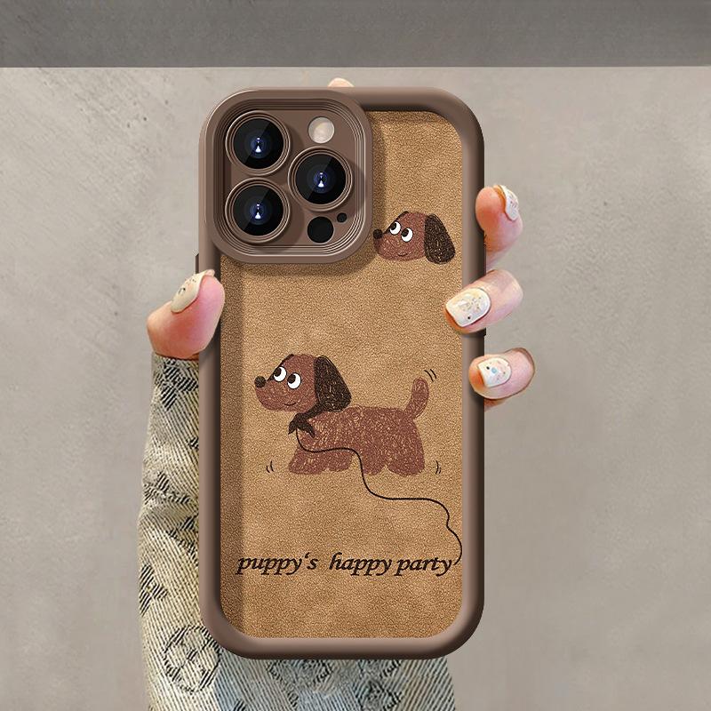 

Милый шнурок с изображением щенка, подходящий для Apple 15, чехол для мобильного телефона Maillard Iphone14PRO Retro Lambskin X Anti-Fall Huawei Pura 70