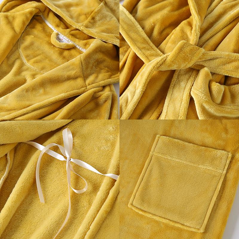 Flannel Pajamas Men's Hooded Thickened Pajamas Coral Velvet Men's Bathrobe Winter Robe Men's Bathrobe