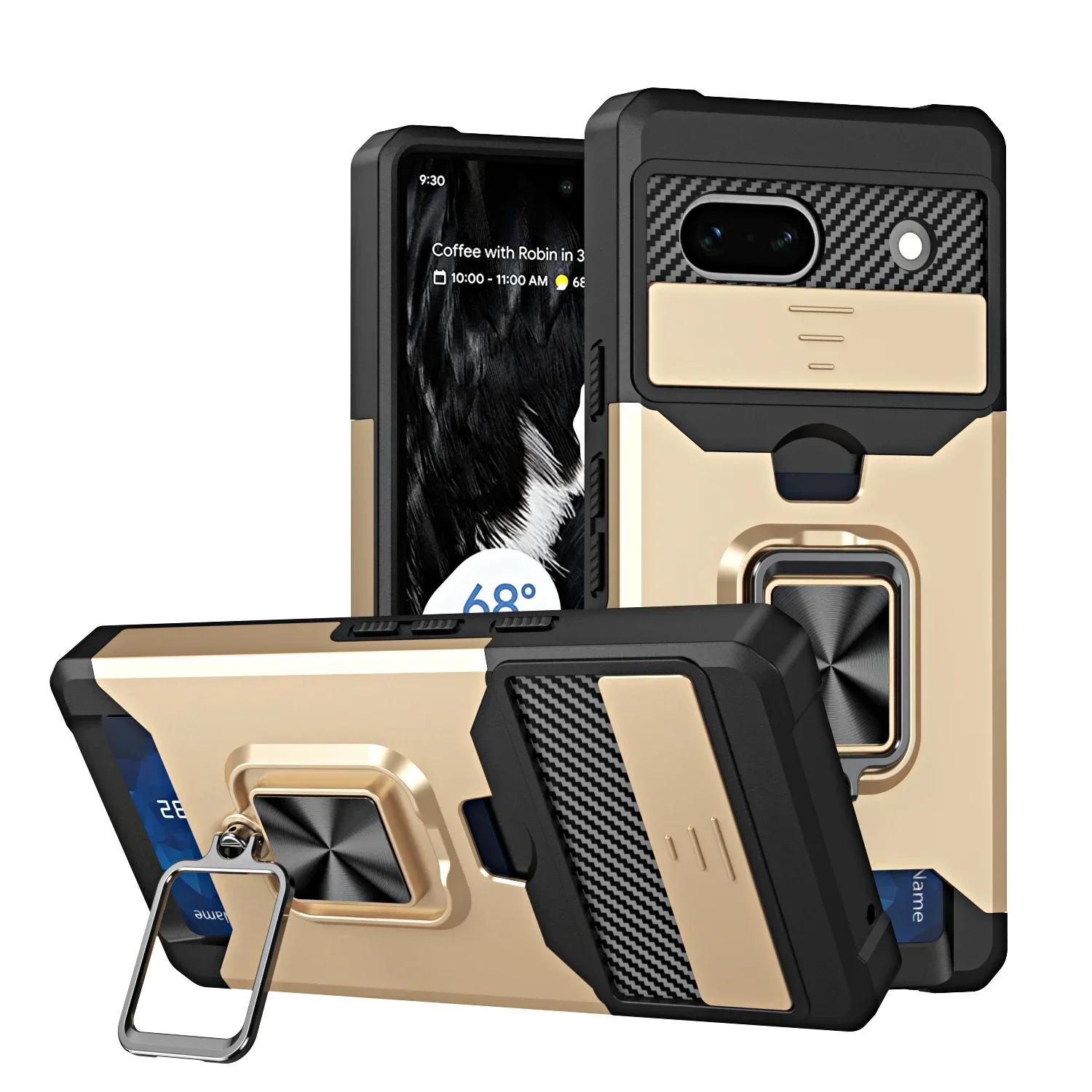 Étui Portefeuille Porte-Cartes antichoc Pour Google Pixel 10A 9A 10 9 Pro XL 8 7A 7 6 A Pro Fente Coulissante pour Appareil Photo Porte-Anneau Support Housse For Pixel 6A