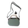 Woman Fashion Shell Handle Bag with Adjustable Straps PU Leather Shoulder Bag Adorable Cat Pendant Decorations Green PU