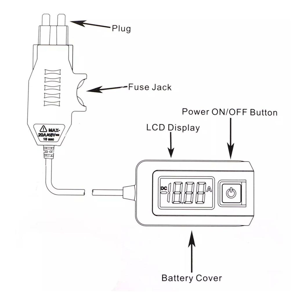 12V 0,01~19,99A Auto-Sicherungstester, Stromdiagnosewerkzeug für Fahrzeugschaltkreise, Reparaturdetektor, Galvanometer-Zubehör