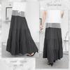 Crossmarberry Long Flared Plus Maxi Elastic Loose Solid Women's Skirt, Size, Summer, A-Line, Length, Gray, Waist, Tiered, Fluffy, Figure-Flattering,