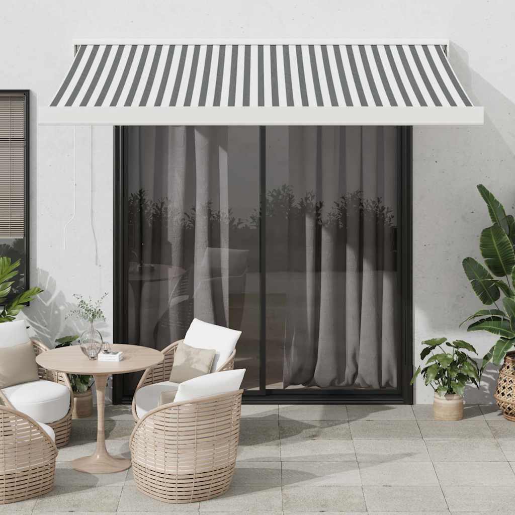 Retractable Awning Anthracite & White 3.5x2.5 M Fabric & Aluminum