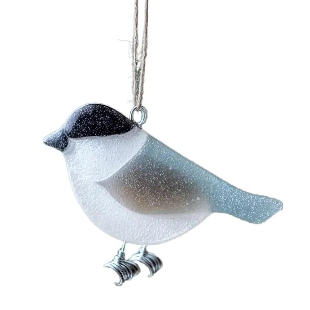 Handmade Sea Glass Bird Ornament Christmas Ornament Pendant Garden Decor Outdoor Bird Animal Pendant Landscape Ornament Cut U8S8