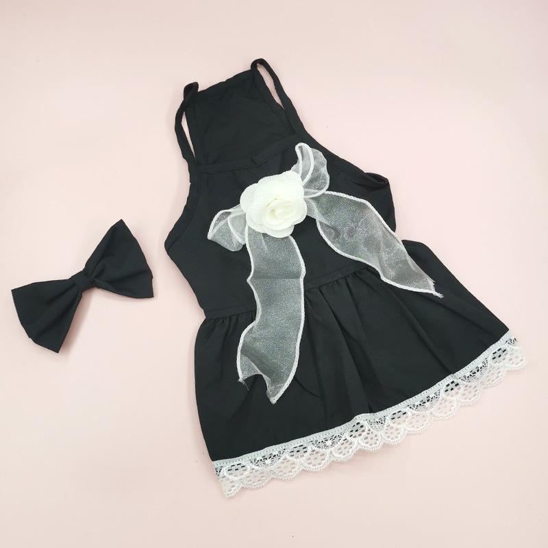 Spring and Summer Breathable Cat Clothing Dog Clothing Pet Cotton Floral Suspender Dress Comfortable Mesh Dress Formal Dress