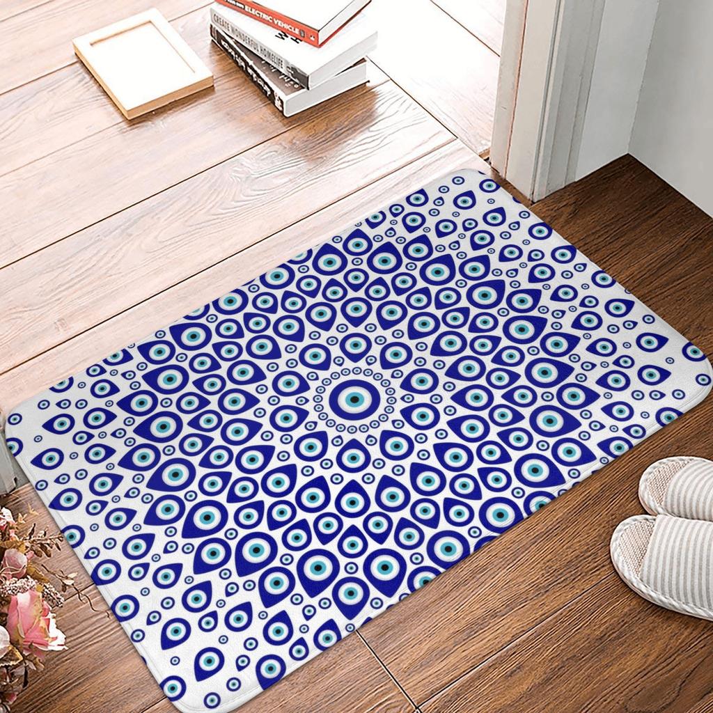 Turkish Amulet Mediterranean Evil Eye Doormat Non-Slip Bathroom Kitchen Mat Toilet Door Floor Entrance Carpet Rug