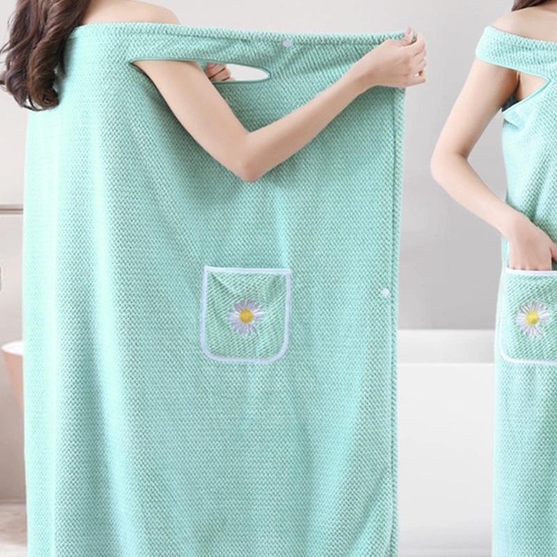 Pineapple Plaid Coral Fleece Wearable Bath Towel - Oversized, Absorbent, Quick Dry Bathrobe & Skirt