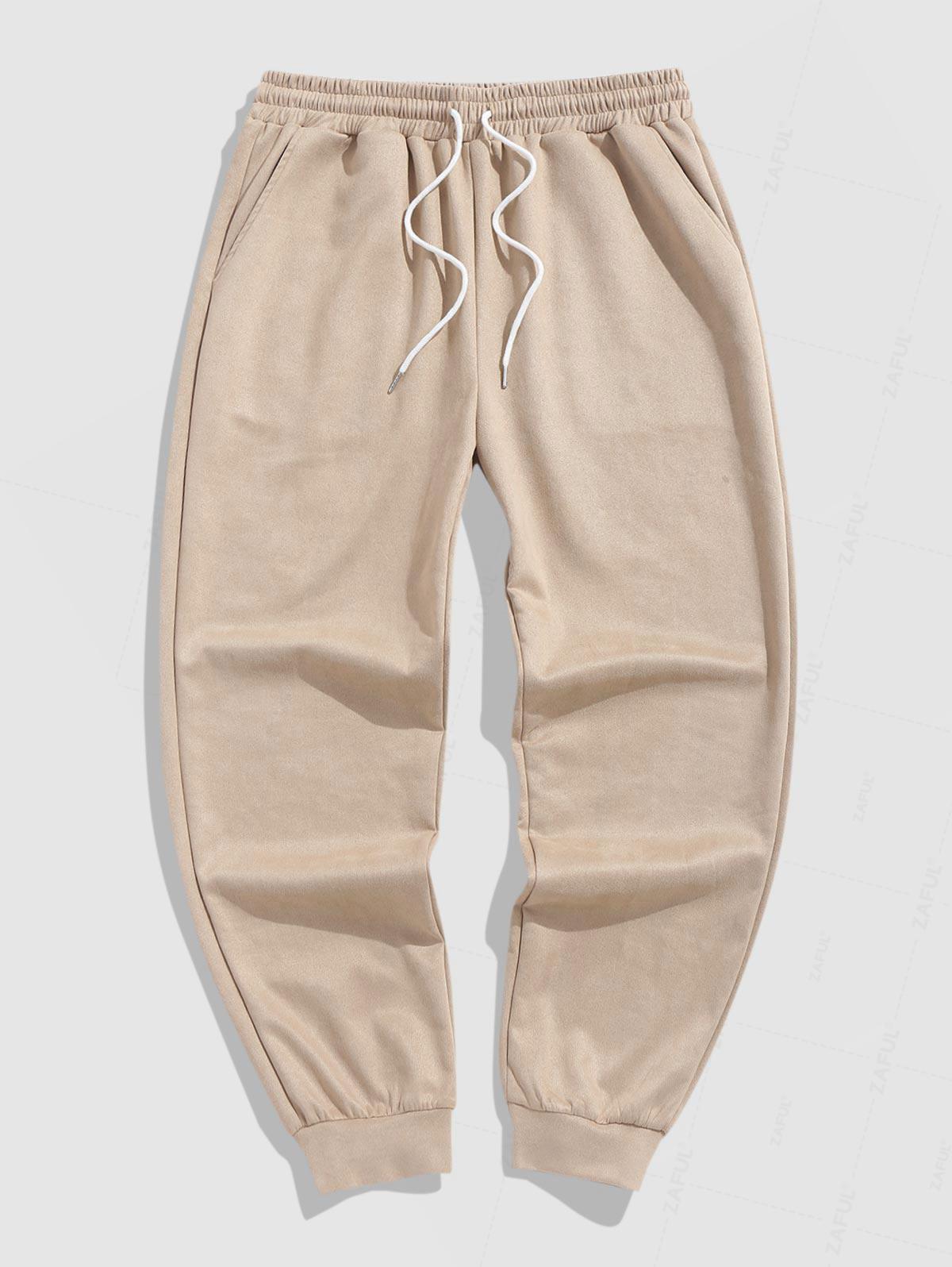 

ZAFUL Men s Basic Simple Style Solid Color Drawstring Jogger Pants S света кофе